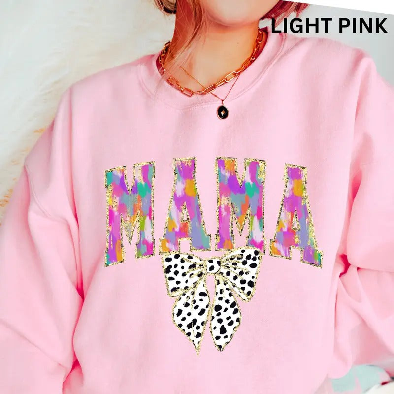 Mama Sweatshirt, Brush Stroke Mama #1 Winter Graphic Sweatshirt Casual Cotton Polyester Oversized sweatshirt - Comfort Crewneck Womenswear