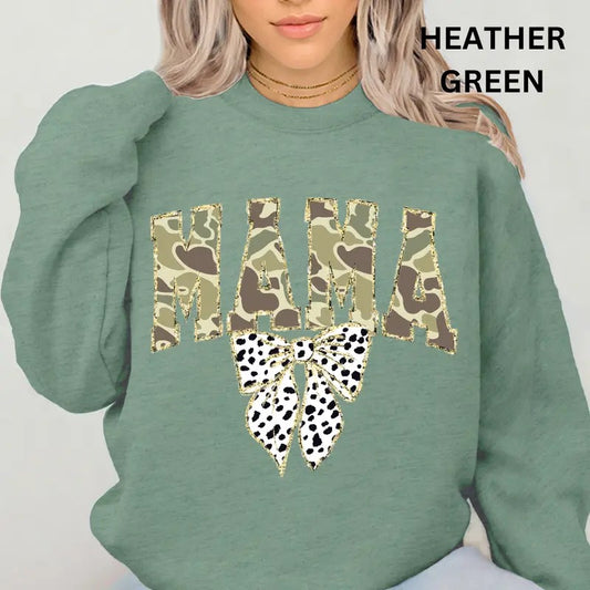 Mama Sweatshirt, Camo Mama #1 Winter Graphic Sweatshirt Casual Cotton Polyester Oversized sweatshirt - Comfort Crewneck Womenswear Long Sleeve Comfortable