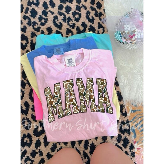 Mama Tan Duck Camo T shirt  | Blossom comfort colors t shirt