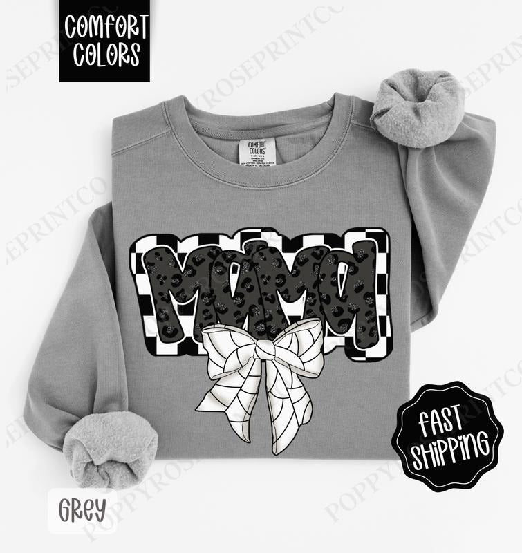 Mama Volleyball Bow Comfort Colors Sweatshirt, Volleyball Mom Sweatshirt, Volleyball Mama Sweater