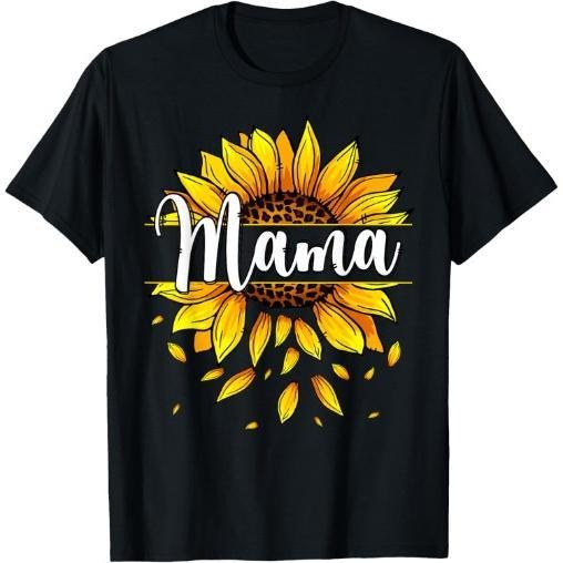 Mama With Yellow Sunflower Floral Graphic Mothers Day T-Shirt Made in USA