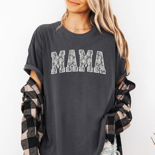 Mama, Faux Lace, Coquette, Varsity, Mother's Day Tshirt, Women's Comfort Colors Tee