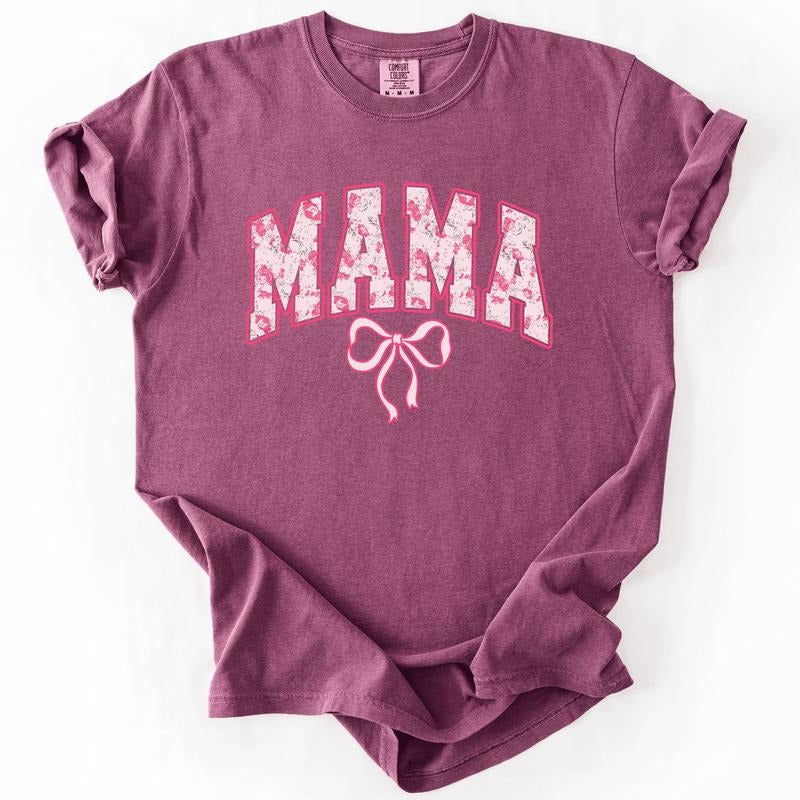 Mama, Pink Coquette, Ribbons, Cute, Comfort Colors T-Shirt, Women's Comfort Colors Tee