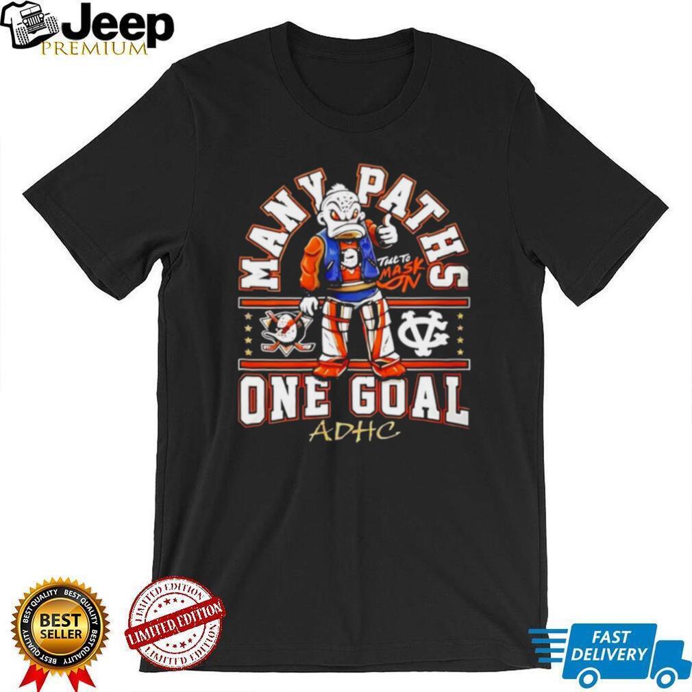 Many Paths One Goal ADHD Hockey Duck Mascot Graphic T Shirt