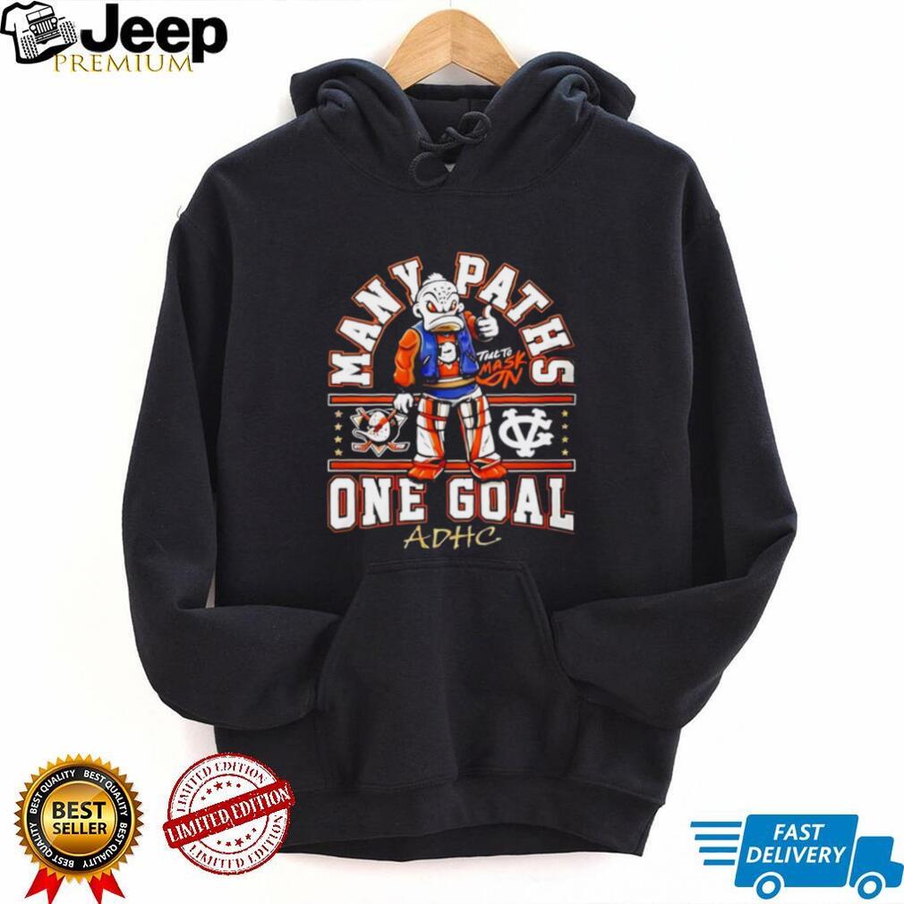 Many Paths One Goal ADHD Hockey Duck Mascot Graphic T Shirt