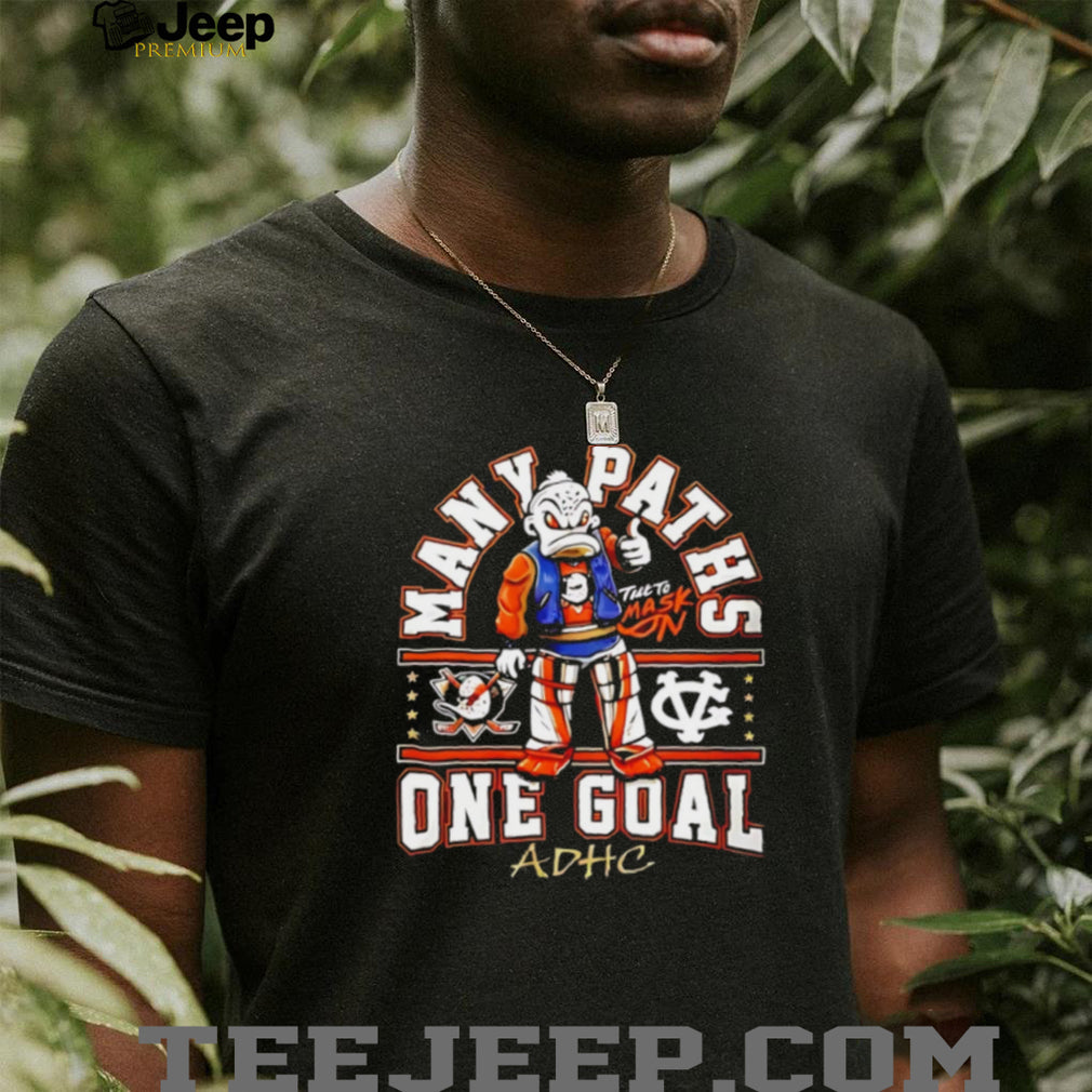 Many Paths One Goal ADHD Hockey Duck Mascot Graphic T Shirt