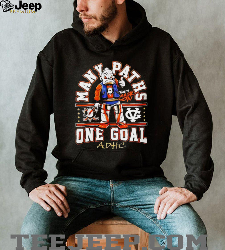 Many Paths One Goal ADHD Hockey Duck Mascot Graphic T Shirt