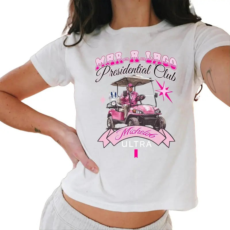 Mara Lago Presidential Club Michelob Ultra Baby Tee, Michelob Ultra Front Baby Tee Casual Comfort