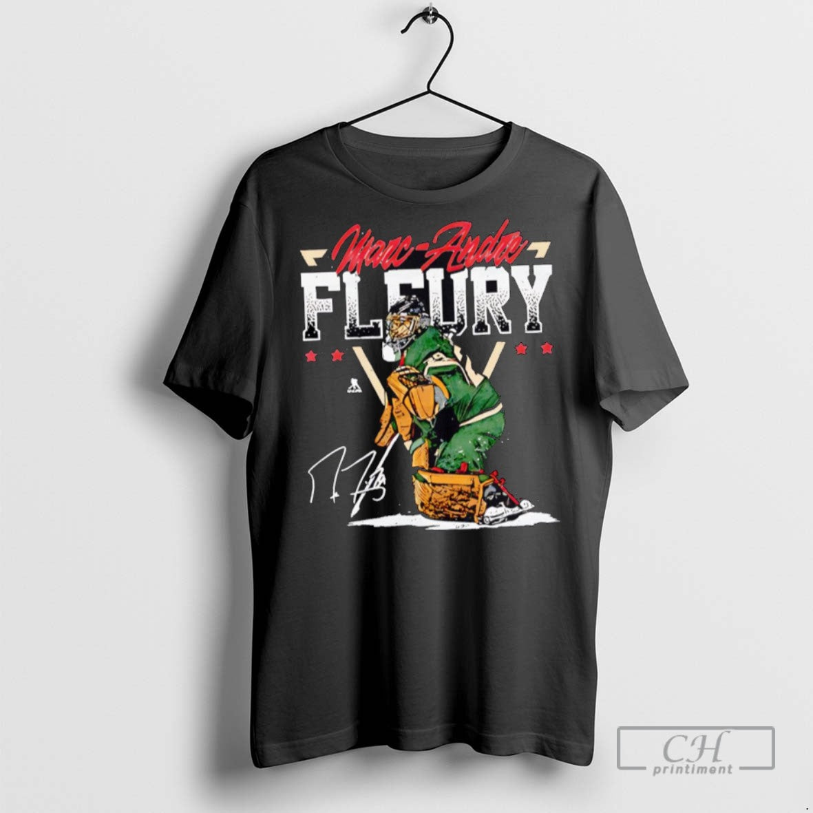 Marc Andre Fleury Minnesota Triangle Name Hockey T Shirts
