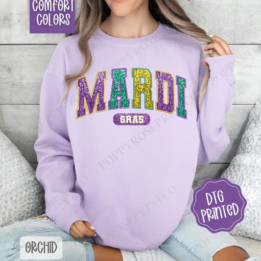 Mardi Gras Comfort Colors Sweatshirt, Louisiana Parade Women's Crewneck, Holiday Women's Sweater