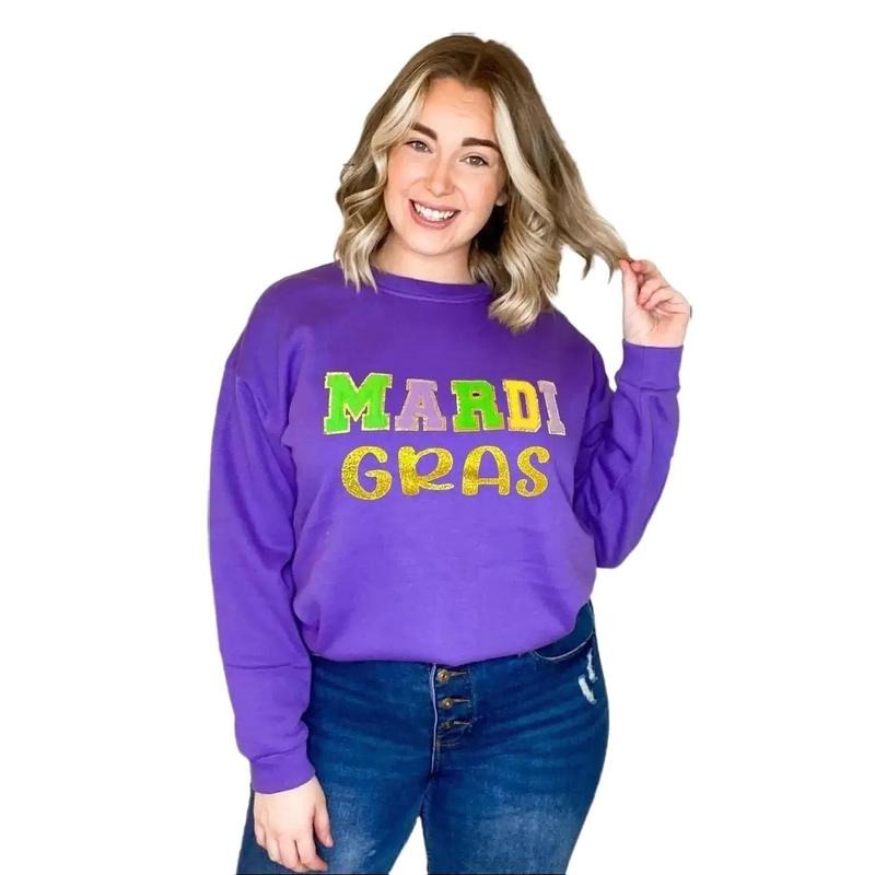Mardi Gras Ideal Chenille Sweatshirt T-Shirts, Hoodie | WearSparks.com
