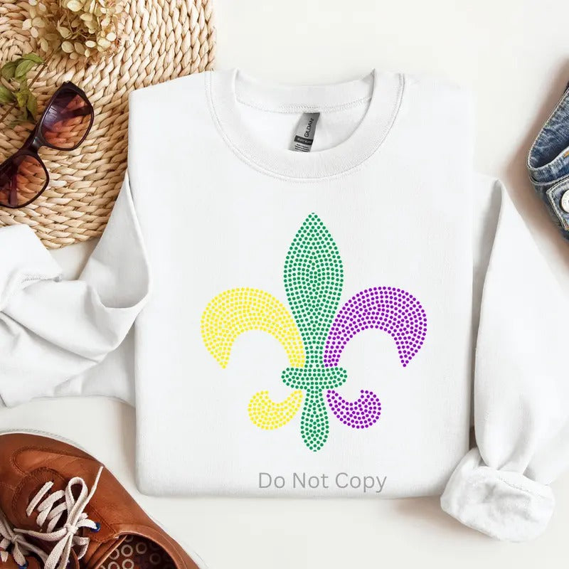 Mardi Gras Rhinestone Transfer ONLY - This is NOT a T Shirt Hoodie, Sweatshirt | WearSparks.com