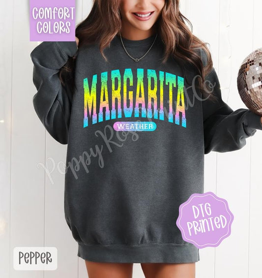 Margarita Weather Comfort Colors Sweatshirt, Cute Summer Sweater, Girly Beach Crewneck