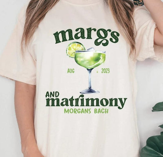 Margs and Matrimoy Oversized Comfort Colors T-shirt for bachelorette party Cotton Fit