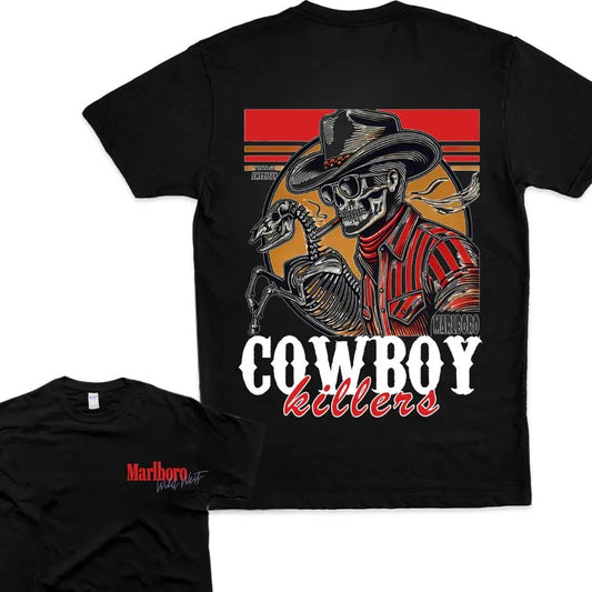 MarlBoro Cowboy Killer Vintage Style American Double T-Shirt Casual