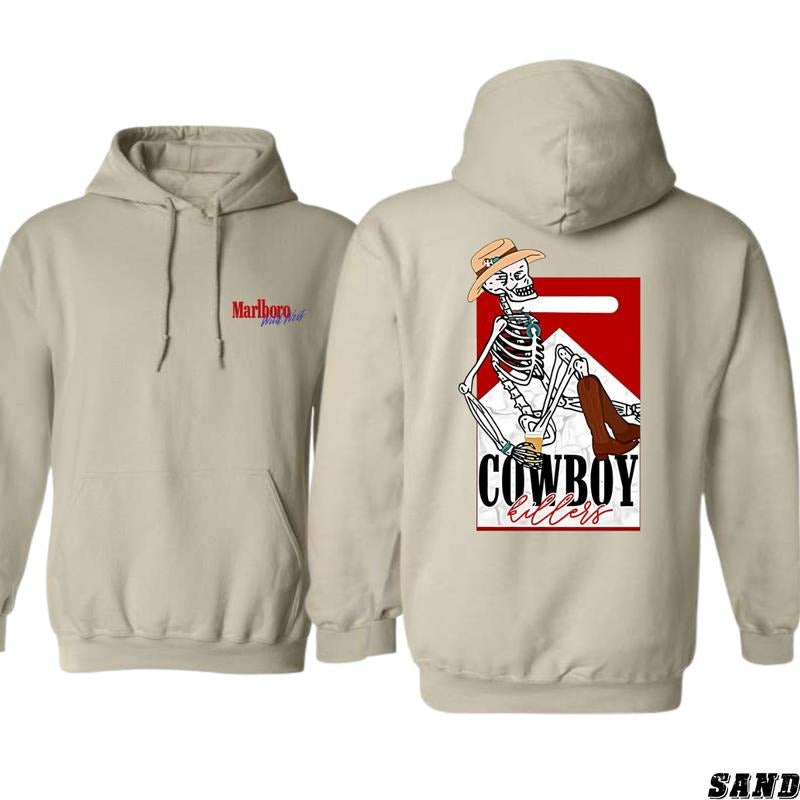 Marlboro Hoodie - Cowboy Killers Skeleton Design, Ideal for Casual Wear, Comfortable and Stylish, Gift for Men, Gift for Women, Gift for You Menswear Sweaters