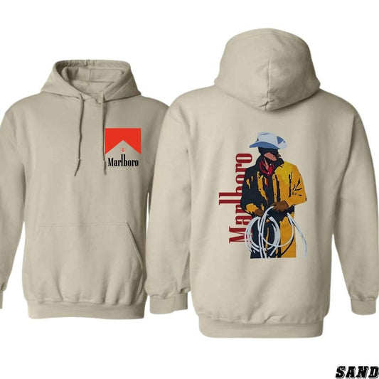 Marlboro Hoodie - Iconic Cowboy Design with Bold Branding, Perfect for Western Style Enthusiasts, Premium Quality Hoodie for Casual Comfort, Unisex Fit for Everyday Wear Menswear Sweaters