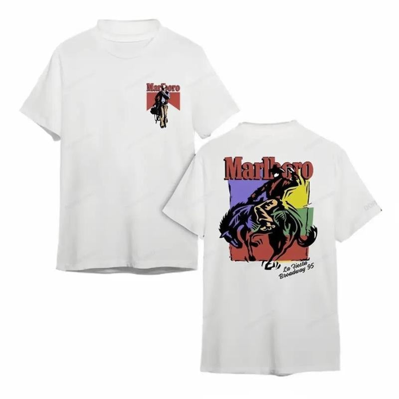 Marlboro Vintage 80s Marlboro Cowboy Trending Style Cotton Crew Neck Menswear Top