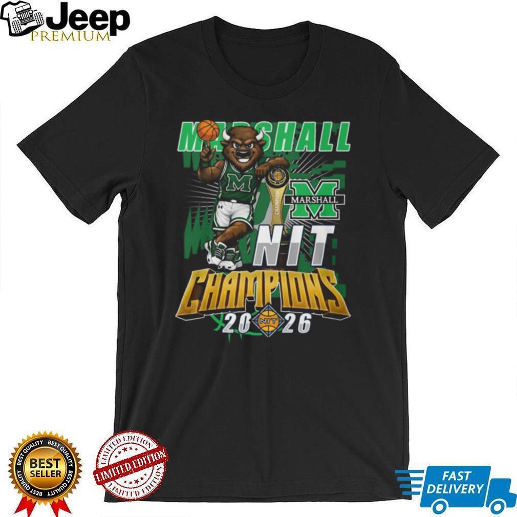 Marshall Thundering Herd 2026 NIT Tournament Champions Mascot Black T Shirt