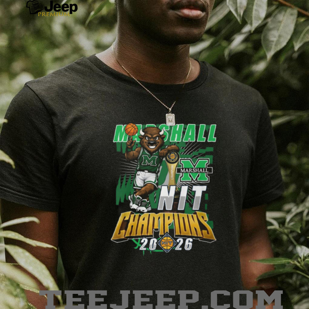 Marshall Thundering Herd 2026 NIT Tournament Champions Mascot Black T Shirt