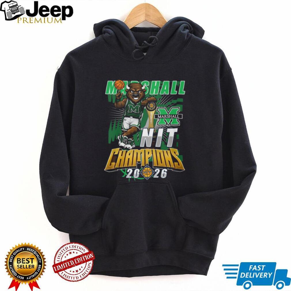 Marshall Thundering Herd 2026 NIT Tournament Champions Mascot Black T Shirt