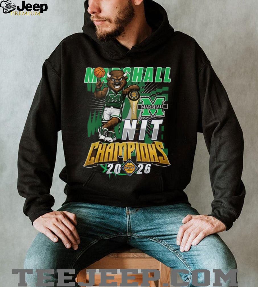 Marshall Thundering Herd 2026 NIT Tournament Champions Mascot Black T Shirt
