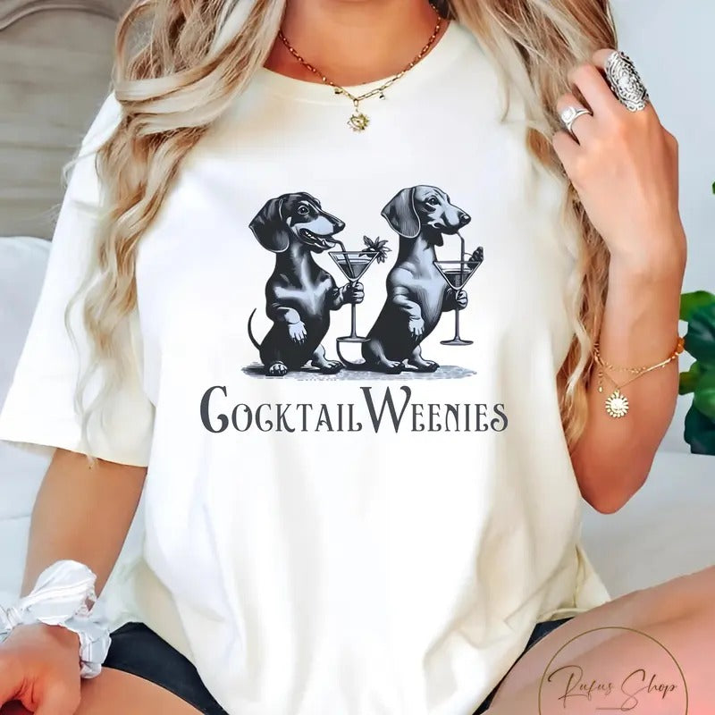 Martini Cocktail Lover Dachshund Cocktail Weenies Dachshund T-shirt Funny Dog Lover Tshirt