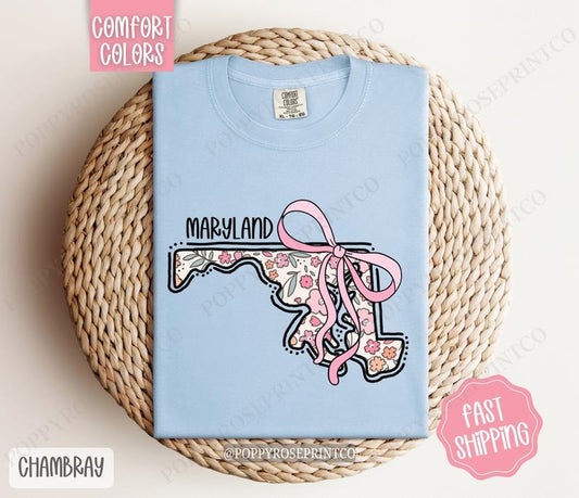 Maryland Comfort Colors State Tshirt, Cute Maryland Shirt, Maryland Tshirt, Maryland Shirt