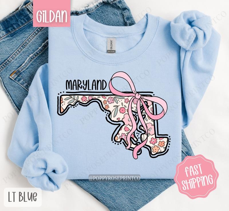 Maryland Floral Sweatshirt, Cute Maryland Sweatshirt, Maryland State Sweatshirt T-Shirts, Hoodie | WearSparks.com