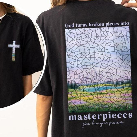Masterpieces Christian Comfort Colors Shirts, Bible Verse Shirt, Cross Outfit, Faith Clothing, Jesus Lover Tee, Christian Church Tee Gifts, Christian Gifts For Women, Christian Women Top Casual Womenswear Comfortable T-Shirt