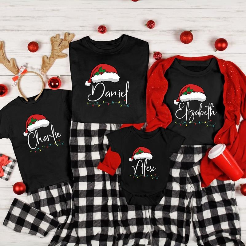 Matching Family Christmas Shirts, Personalized Name Christmas Shirt, Matching Xmas Tees, Custom Christmas Gifts, Holiday Shirts Cotton Fabric