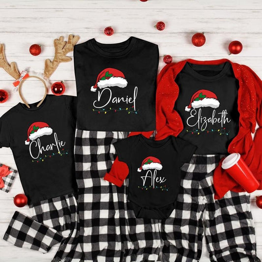 Matching Family Christmas Shirts, Personalized Name Christmas Shirt, Matching Xmas Tees, Custom Christmas Gifts, Holiday Shirts Cotton Fabric