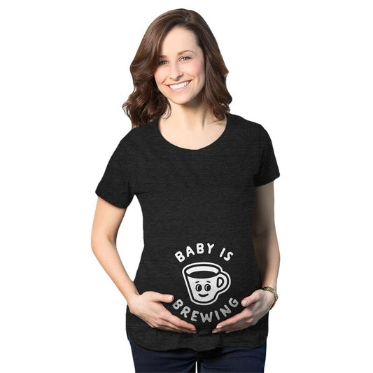 Maternity Baby Is Brewing T Shirt Funny Pregnancy Coffee Lover Announcement Graphic Tee Funny Graphic Maternity Tee Cute...