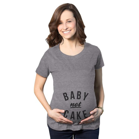 Maternity Baby Not Cake Funny Pregnancy Tees For Pregnant Announcement Funny T shirt Funny Graphic Maternity Tee Cute Pregnancy Tees With Plus Sizes Funny Food Short Sleeve Funny Maternity Shirts Dark Grey