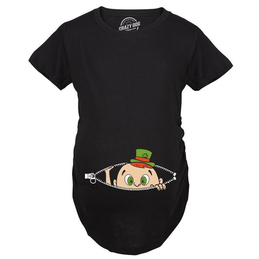 Maternity Peeking St Patricks Day Baby Funny T Shirt Saint Patty New Pregnancy Funny Graphic Maternity Tee Cute Pregnancy...