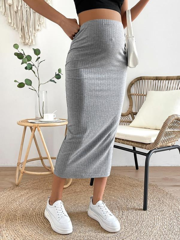 Maternity Skirt Long Skirt Rib Knit High Waist Pencil Skirt T-Shirts, Hoodie, Sweatshirt | WearSparks.com