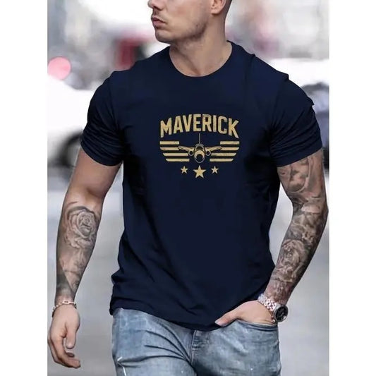 Maverick Men's Classic Cotton Tee - Breathable, Comfortable Crew Neck T-Shirt for Summer Outdoor Activities Made in USA