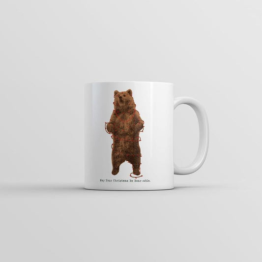 May Your Christmas Be Bearable Mug Funny Holiday Season Coffee Cup-11oz Funny Coffee Mugs Ceramic Printed Drinkware Cup