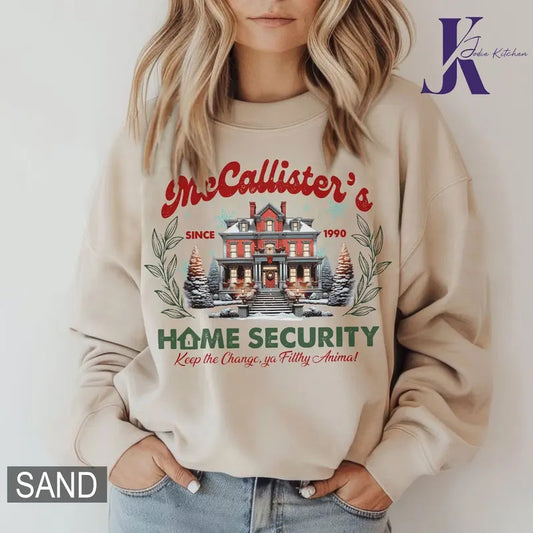 McCallisters Home Security Sweatshirt, Home Alone Christmas Sweatshirt, Christmas Movie Shirt, Xmas Tee