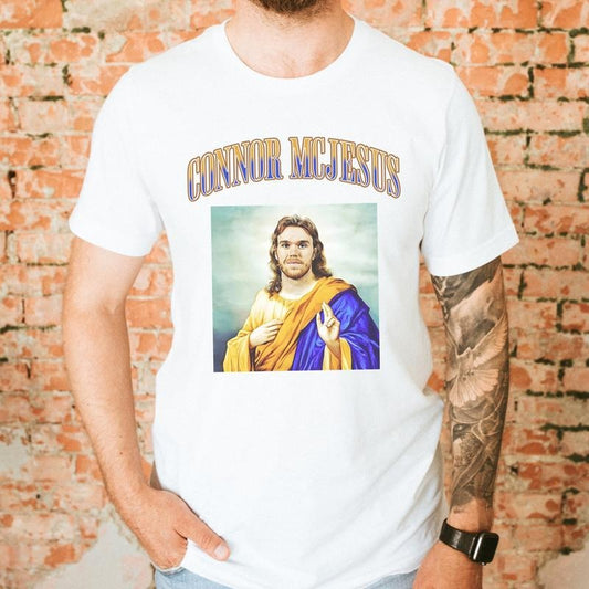 Mcjesus Retro Vintage Shirt, Connor Mcdavid #97 T Shirt, Hockey Fan Apparel For True Supporters, Oilers Playoffs, Unisex T-Shirt, Gifts For Him Her, Short Sleeve Tee Shirt
