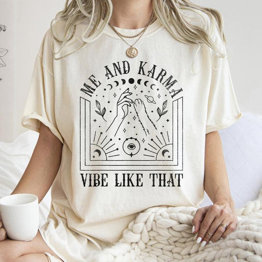 Me And Karma Vibe Like That Shirt Tee, Karma Is A Cat, Swifftiie, Lyrics, Concert, Midnights Tee, Tshirt, Vintage