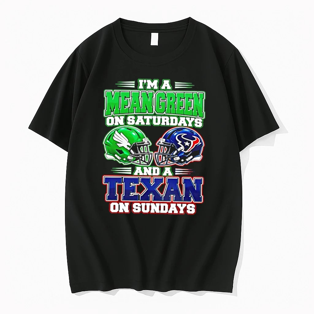 Mean Green On Saturdays And A Texan On Sundays Football Fan Tshirts Sweater
