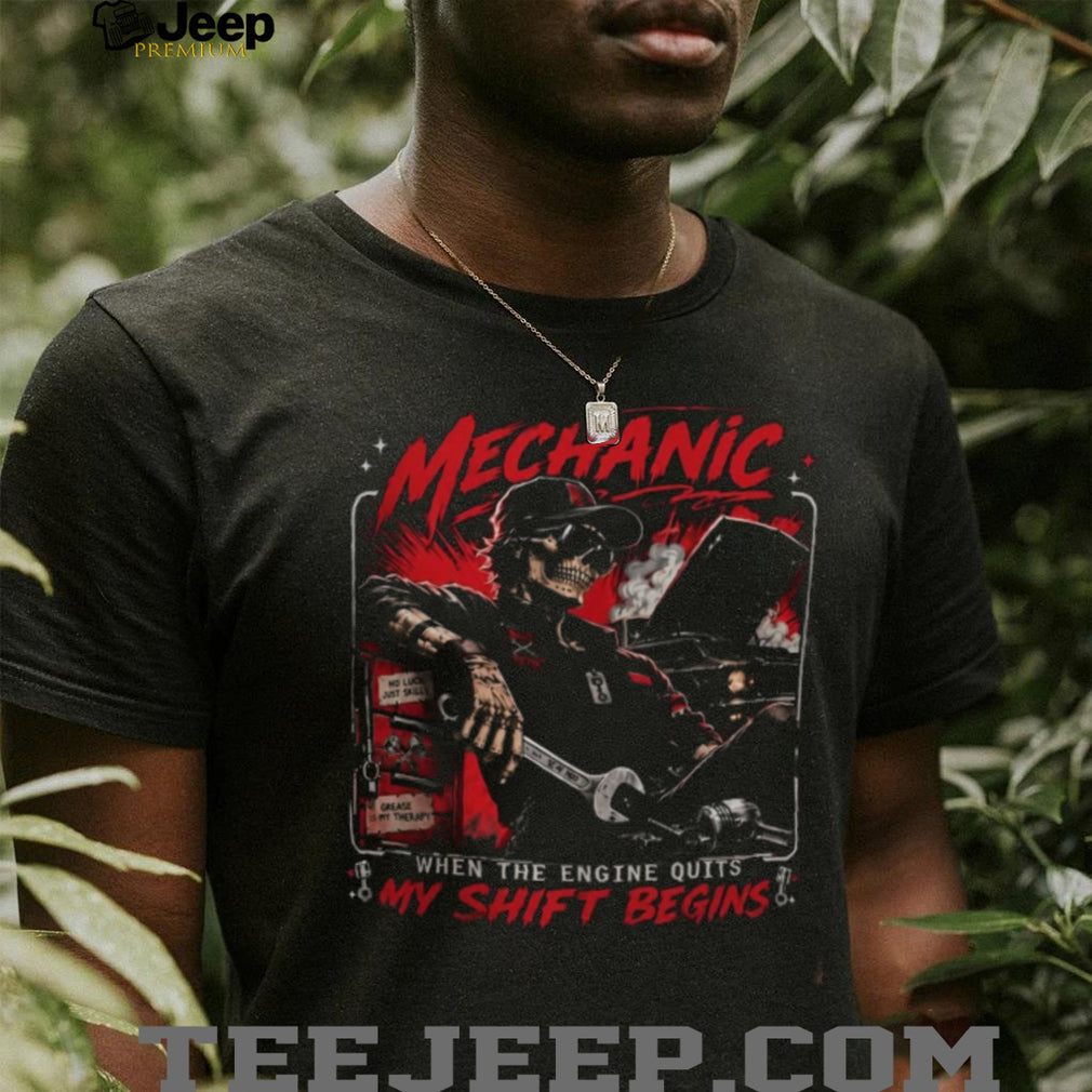 Mechanic Skeleton Grease Is My Therapy Car Repair shirt