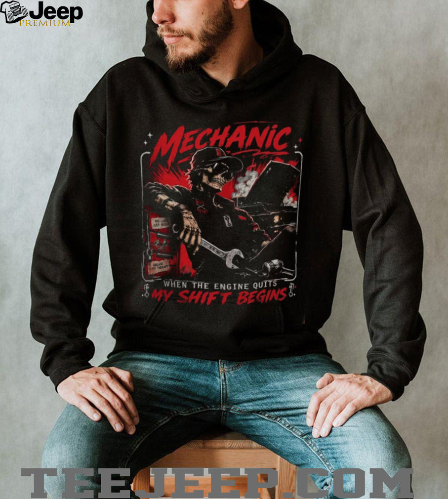 Mechanic Skeleton Grease Is My Therapy Car Repair shirt