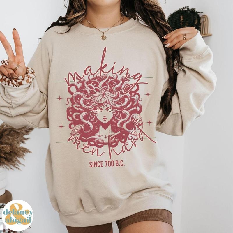 Medusa Crewneck Greek Mythology Sweater, Hoodie for Feminine Rage Women's Rights Anti-Trump Shirt Stone The Patriarchy Feminist