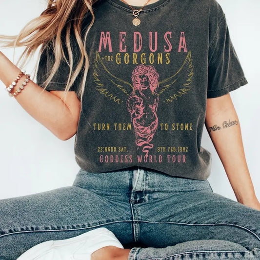 Medusa Distressed Band Tee Vintage Band T-Shirt Snake Shirt Greek Mythology Greek Goddess Medusa Shirt Greek Apparel Grunge Fairycore