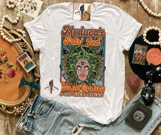 Medusa T-shirt, Medusa Rock Quarry T-shirt, retro edgy medusa goddess T-shirt, greek goddess medusa gift, edgy medusa tee