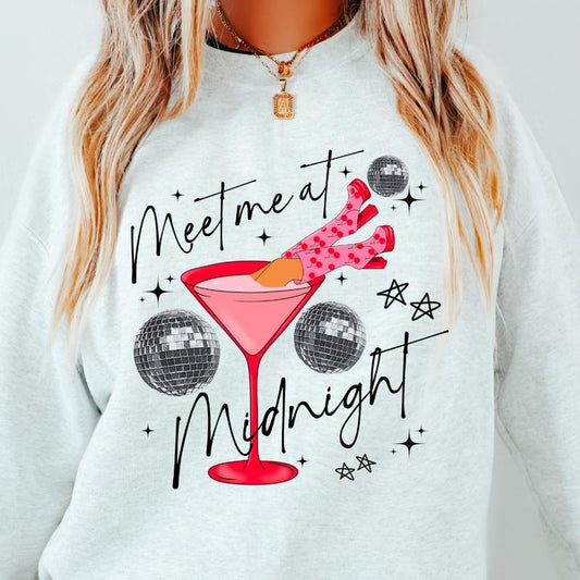 Meet Me at Midnight New Years Crewneck Sweatshirt Crewneck Sweatshirt Unisex Fit Causal Womenswear Hoodie
