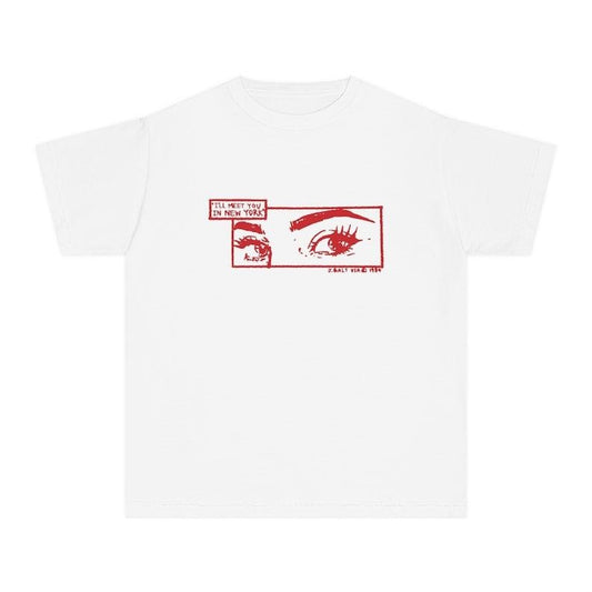 Meet You In New York Baby Tee, Babytee NYC, Red Print Vintage Graphic Top Aesthetic, 90s Y2K Shirt, Retro Grunge Aesthetic Cotton Fit
