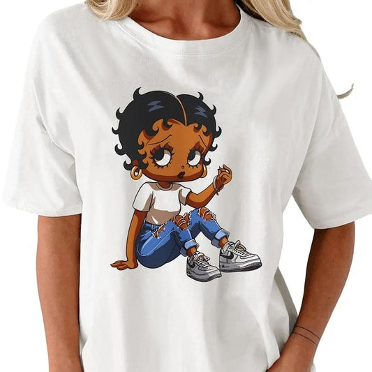 Melanin Betty Boop T Shirt, Betty Boo, Latina Betty, Feminist's Shirt, Girl Power Graphic Tee, Black Curvy Girl, Adult Cartoon Vintage Tee, Unisex T-Shirt, Gifts For Women, Short Sleeve Tee Shirt